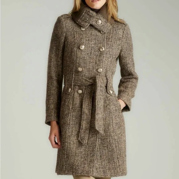 Calvin Klein Brown Tweed Trench Coat